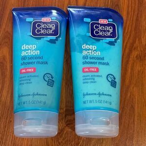 New 2 clean & clear deep action, 60 second shower, mask, oil, free face cleanser